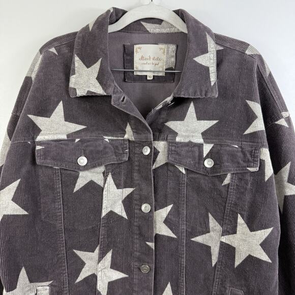 Altar'd State Star Struck Gray Corduroy Jacket Small Oversized Classic Trucker - Picture 2 of 11